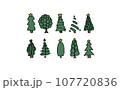 色々なクリスマスツリーの手描きイラストセット 107720836
