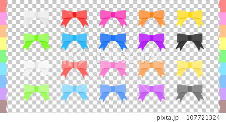 カラフルな20色のリボンのセット - プレゼントや推し活や応援グッズの推し色のイメージ カラフルな20色のリボンのセット - プレゼントや推し活や応援グッズの推し色のイメージ 107721324