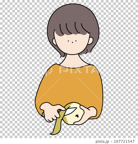 梨の皮をむく女の子 107721547