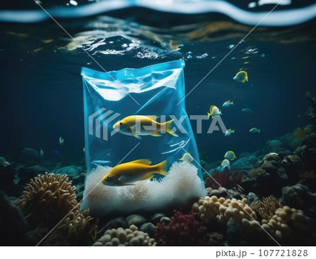 Fish in a plastic bag. Fish in a plastic bag. 107721828