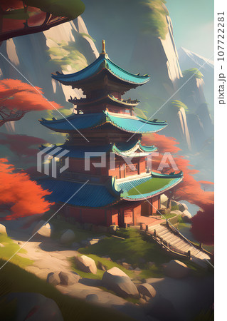 the unreal engine where a breathtaking korean mountain landscape the unreal engine where a breathtaking korean mountain landscape 107722281