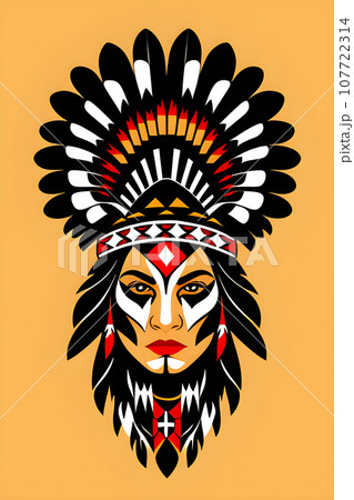 native american headdress tattoo vector native american headdress tattoo vector 107722314