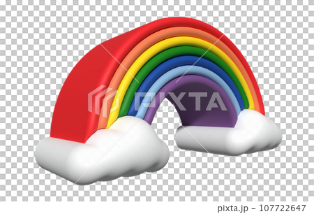 3d colorful rainbow with clouds 3d colorful rainbow with clouds 107722647