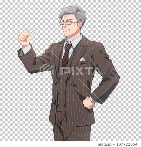 一名身穿西裝的中年男子給了一個好兆頭 107722654