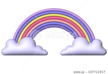 3d colorful rainbow with clouds 3d colorful rainbow with clouds 107722657