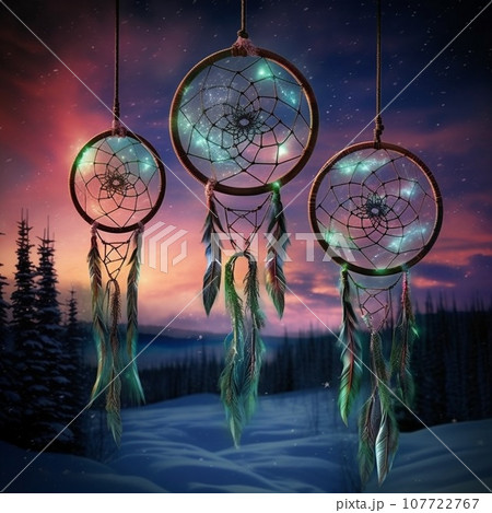 Enchanting Dreamcatchers Against Mesmerizing Northern Lights Enchanting Dreamcatchers Against Mesmerizing Northern Lights 107722767