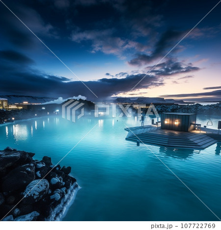 Surreal merging of natural beauty and urban vibrancy in Reykjavik 107722769