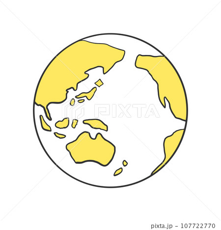 ラフに描かれた黄色い地球のイラスト素材 ラフに描かれた黄色い地球のイラスト素材 107722770