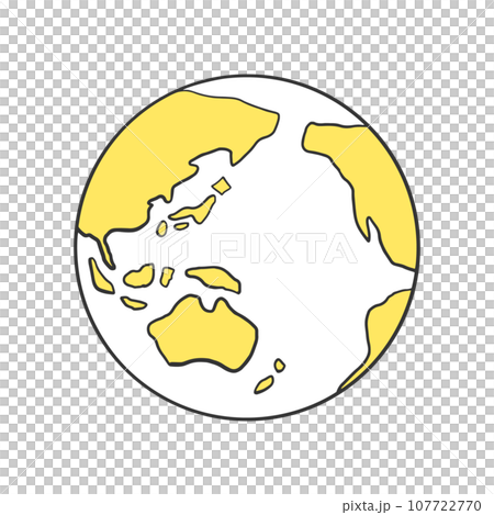 ラフに描かれた黄色い地球のイラスト素材 ラフに描かれた黄色い地球のイラスト素材 107722770