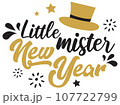Little Mister New Year vector illustration with hat. Boys New Year design isolated good for greetings cards, poster, print, sticker, invitations, baby t-shirt, mug, gifts. 107722799