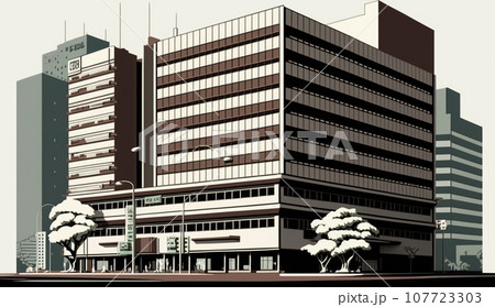 東京のオフィス街の街並みをポップアートで表現