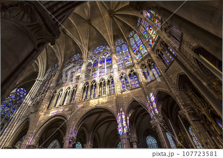 interiors and details of basilica of saint-denis,  France 107723581