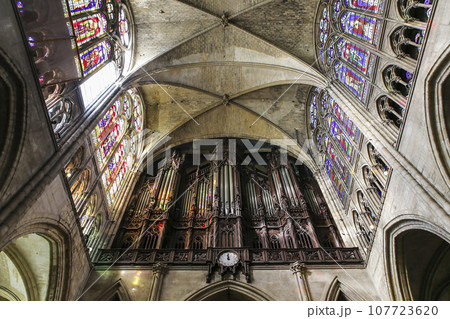 interiors and details of basilica of saint-denis,  France 107723620