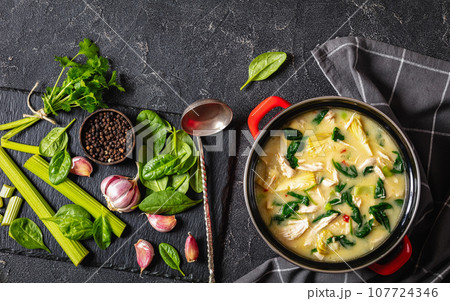 chicken spinach artichoke creamy soup in a pot chicken spinach artichoke creamy soup in a pot 107724346