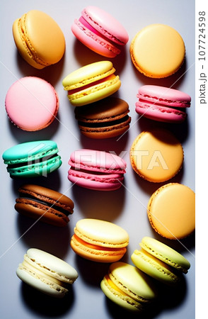 colorful macaroons on a dark background colorful macaroons on a dark background 107724598