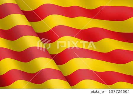 Catalonia waving flag 3d illustration wind ripple 107724604