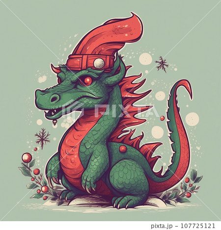 Green dragon wearing red new year hat, symbol of new year 2024, chinese new year, creative avatar Green dragon wearing red new year hat, symbol of new year 2024, chinese new year, creative avatar 107725121