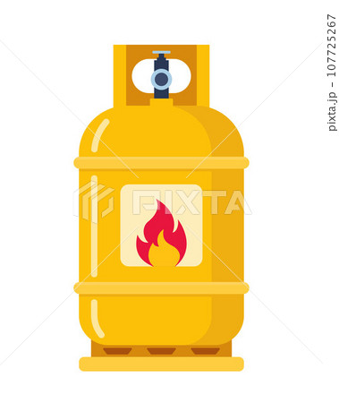 LPG. Flammable gas tank. Propane, butane, methane gas tank. Gas cylinder bottle. Vector illustration. LPG. Flammable gas tank. Propane, butane, methane gas tank. Gas cylinder bottle. Vector illustration. 107725267