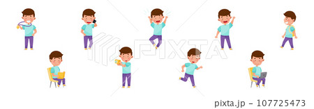 Cute Boy Character Engaged in Different Activity Vector Set Cute Boy Character Engaged in Different Activity Vector Set 107725473