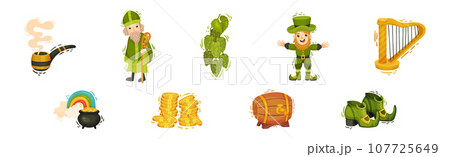 Saint Patrick Day Symbol and Object Vector Set 107725649