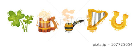Saint Patrick Day Symbol and Object Vector Set 107725654