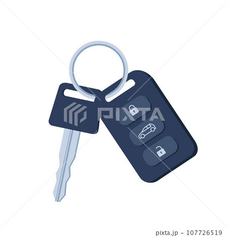 Car key. Charm of the alarm system. Vector illustration in flat style. 107726519