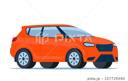 Red modern Suv car, side view. Vector illustration. 107726990