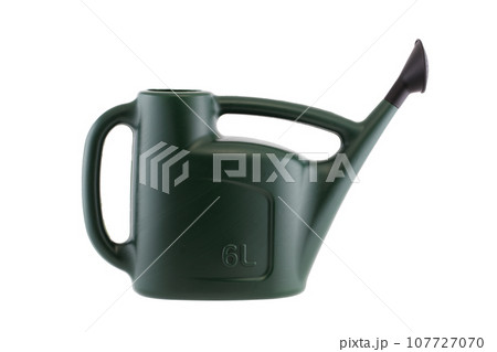 Green watering can side view with clipping path Green watering can side view with clipping path 107727070