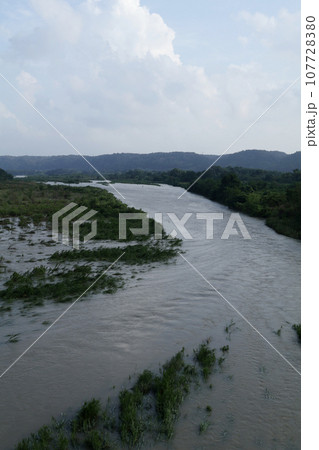 2023年8月台風7号によって増水した多摩川【東京都睦橋より撮影】 107728380