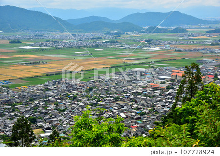 滋賀県 近江八幡 八幡山から眺める街並み・西の湖 107728924