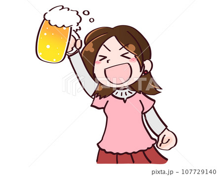 笑顔でビールグラスを持つ若い女性 乾杯2 笑顔でビールグラスを持つ若い女性 乾杯2 107729140