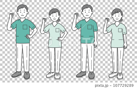 牙醫男人和女人做拳頭泵 107729289