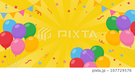 バルーンとガーランドのおめでたい背景素材(2:1) バルーンとガーランドのおめでたい背景素材(2:1) 107729576