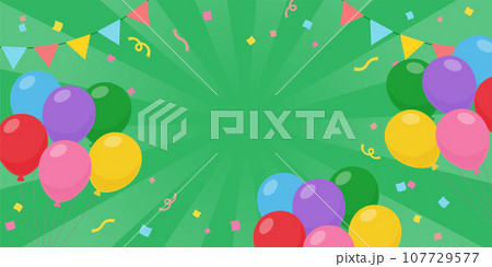 バルーンとガーランドのおめでたい背景素材（2：1） 107729577