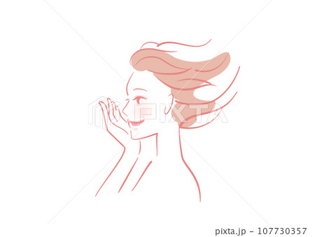 イラスト素材: 女性 横顔 素肌_スキンケア 107730357