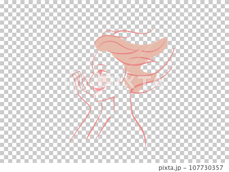 イラスト素材: 女性 横顔 素肌_スキンケア 107730357