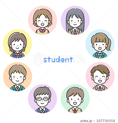 ポップでかわいい学生イラスト（アイコン） 107730358