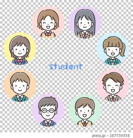 ポップでかわいい学生イラスト（アイコン） 107730358