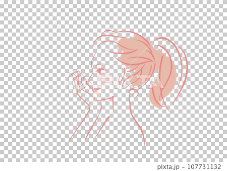 イラスト素材: 年配女性 横顔 素肌_スキンケア 107731132