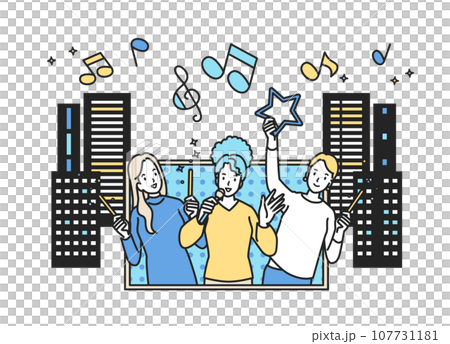 カラオケで盛り上がるインバウンド 107731181