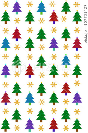クリスマスツリーと雪のパターン 背景 クリスマスツリーと雪のパターン 背景 107731427