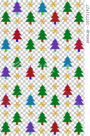 クリスマスツリーと雪のパターン 背景 クリスマスツリーと雪のパターン 背景 107731427