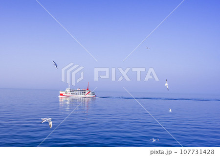 美しい海と青空(潮風の散歩道) フェリー航海とカモメ(海鳥)「島原港・熊本港 船旅風景」 美しい海と青空(潮風の散歩道) フェリー航海とカモメ(海鳥)「島原港・熊本港 船旅風景」 107731428