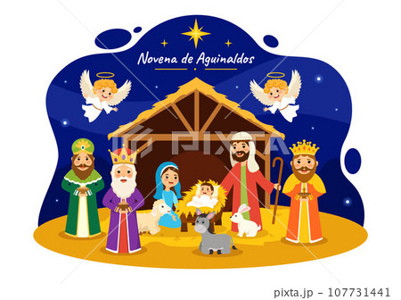Novena De Aguinaldos Vector Illustration with Holiday Tradition for Families to Get Together at Christmas in Flat Cartoon Background Design 107731441