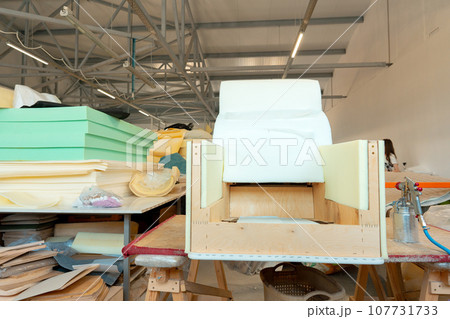 Furniture manufacture and upholstery in furniture factory 107731733