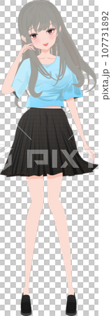髪をかき上げる可愛い女の子通常顔のイラスト素材 [107731892] - PIXTA