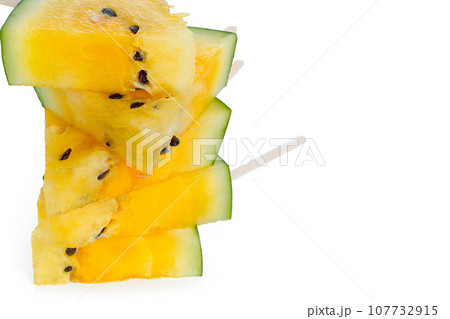 yellow watermelon on white background 107732915
