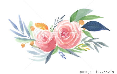 Watercolor painting of Floral branch. 107733219