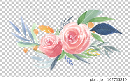 Watercolor painting of Floral branch. 107733219