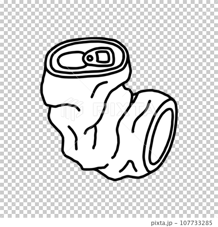 潰れた空き缶・ゴミ・線画 107733285